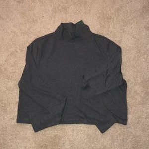 Wild Fable Boxy Mockneck Crop Top Longsleeve Grey